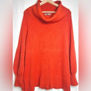 Anthropologie Cozy Orange Turtleneck Cowl Neck Sweater